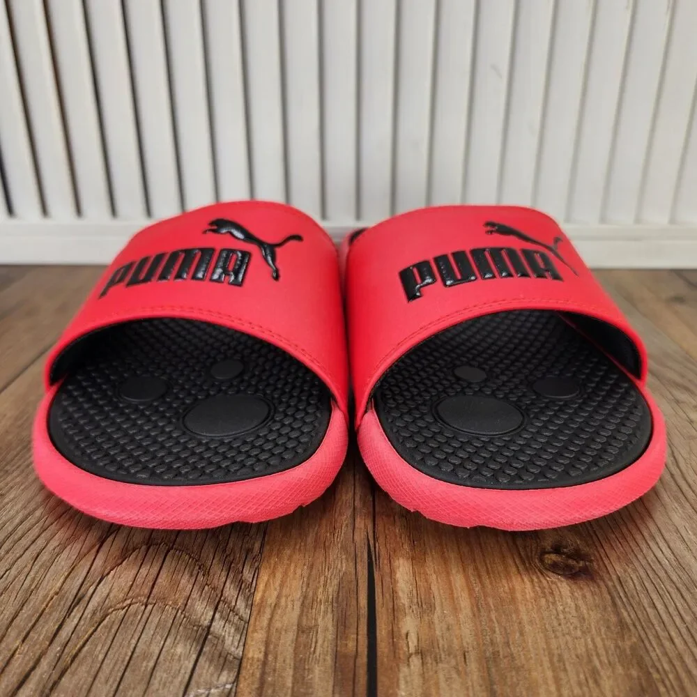 Puma Cool Cat BX JR Slides Junior Sz 7C High Risk Red Puma Black Slip On Sandals